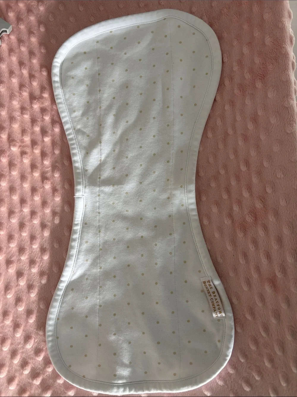 White and Gold Dot Baby Burp Bib - Soft Pima Cotton